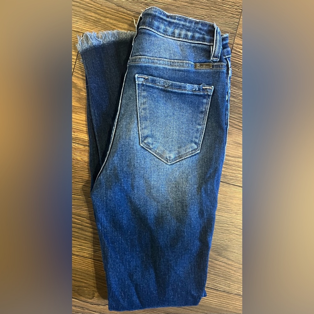 KanCan High Rise Curvy Dark Destructed Skinny Jean size: 25